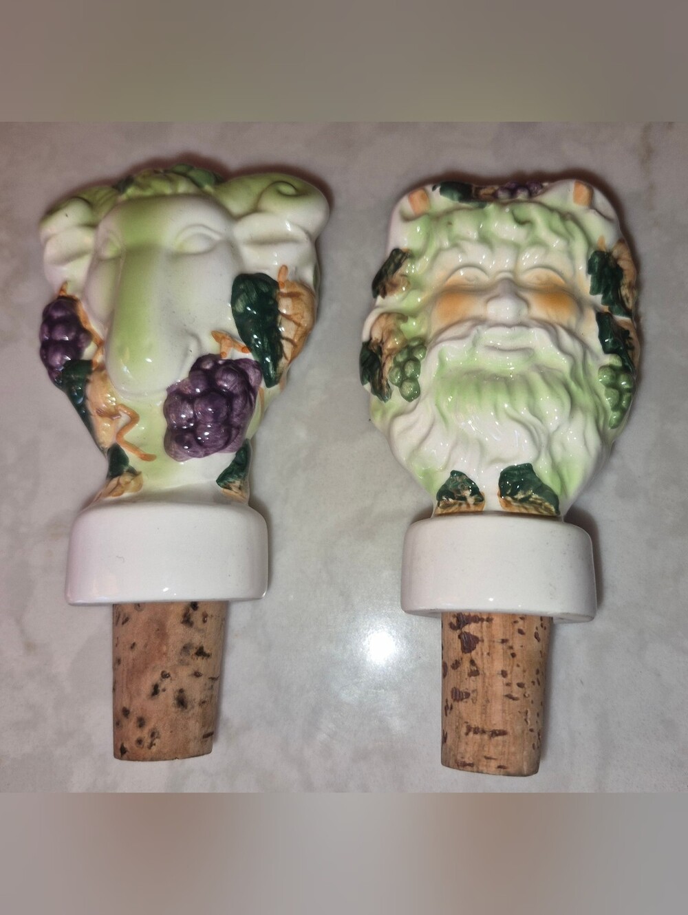 2 Ceramic Wine Stoppers from the 2001 Prodyne Cera Vino line